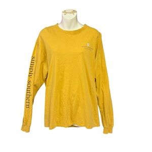 Simply Southern size large Mustard Long Sleeve Tee “Just Peachy” on back